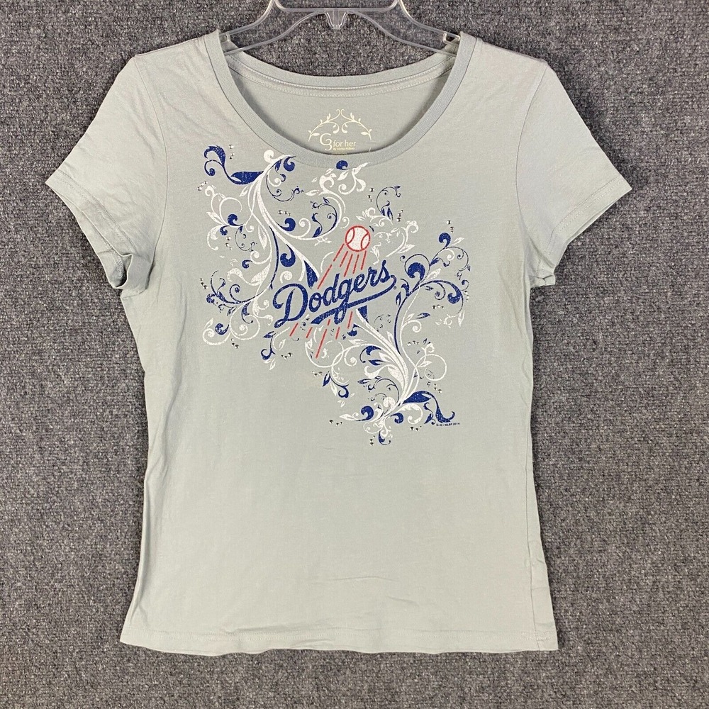LA Dodgers Blouse Women's Medium Short‎ Sleeve 100% Cotton Casual M